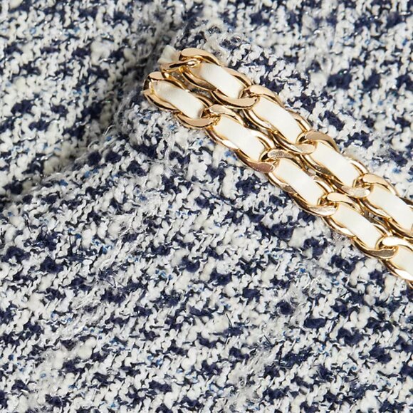 NEW Generation Love Sizes 8, 10, 12 Chainlink Tweed Miniskirt - White Indigo - Picture 7 of 7